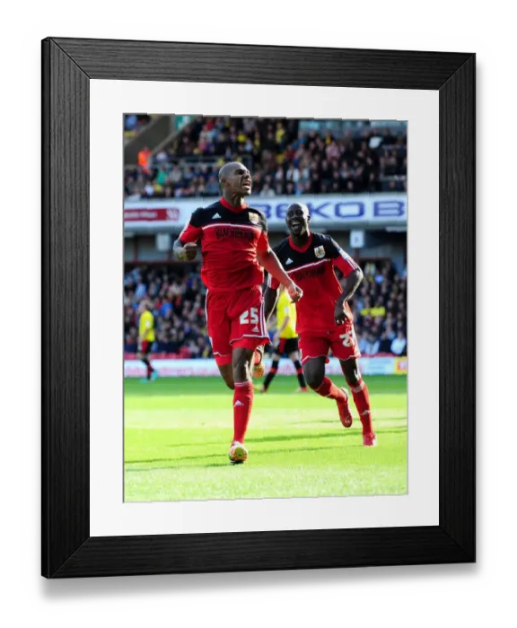 Framed Print : Marvin Elliott Scores the Equalizer: Watford vs. Bristol City, Championship Football Match, Vicarage Road Stadium - September 22, 2012