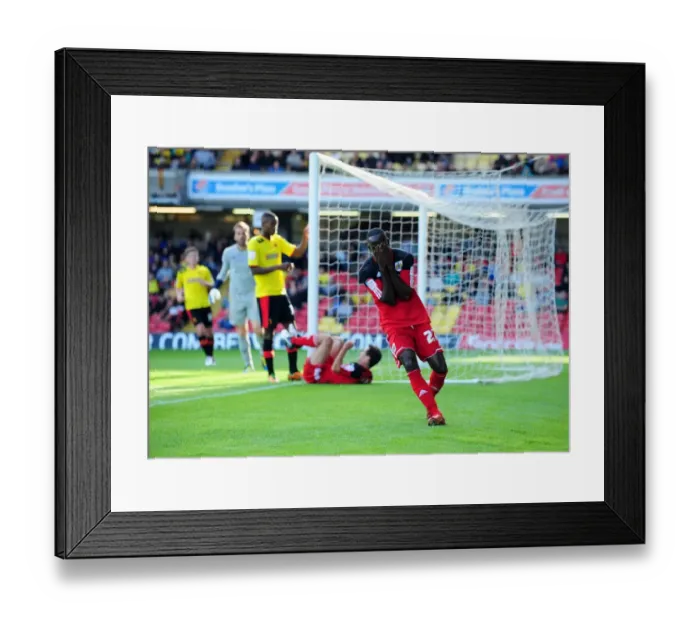 Framed Print : Adomah's Disbelief: Missed Opportunity at Vicarage Road Framed Print : Adomah's Disbelief: Missed Opportunity at Vicarage Road