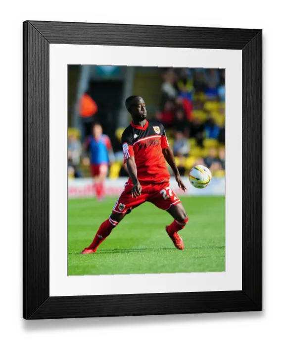 Framed Print : Adomah in Action: Bristol City vs. Watford Championship Clash, September 2012 Framed Print : Adomah in Action: Bristol City vs. Watford Championship Clash, September 2012