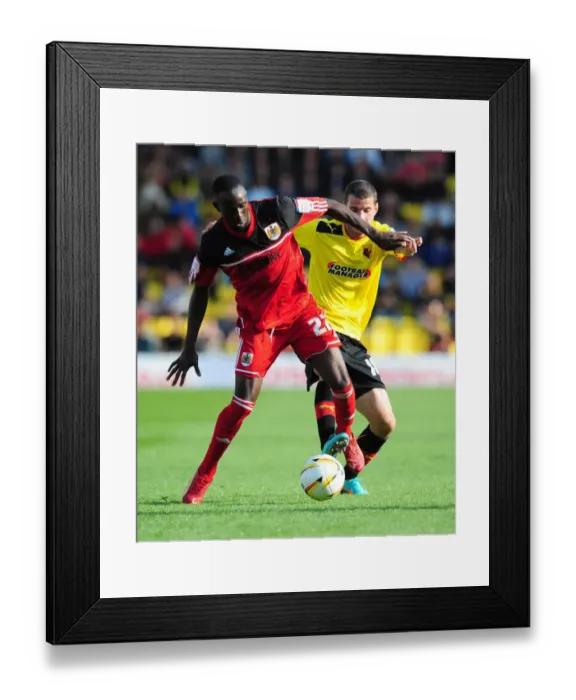 Framed Print : Adomah vs Pudil: Intense Battle for Ball Possession in Watford vs Bristol City Championship Clash Framed Print : Adomah vs Pudil: Intense Battle for Ball Possession in Watford vs Bristol City Championship Clash