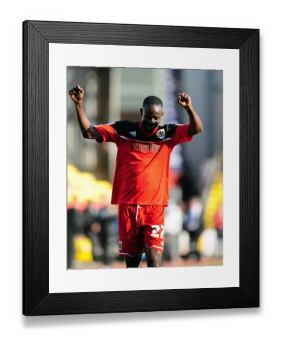 Framed Print : Bristol City Football Club: Albert Adomah Joins Euphoric Fans in Victory Celebrations at Vicarage Road Stadium (Watford v Bristol City, Championship Match, 2012)