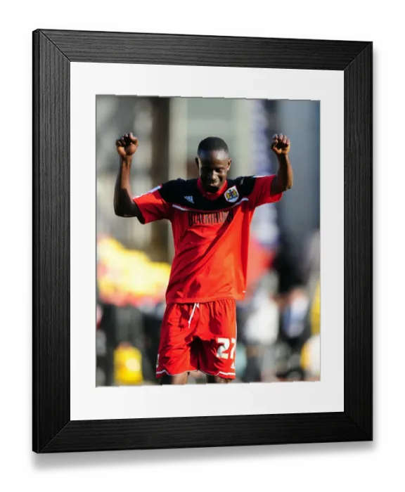 Framed Print : Bristol City's Albert Adomah Joins Euphoric Fans in Victory Celebrations at Vicarage Road Framed Print : Bristol City's Albert Adomah Joins Euphoric Fans in Victory Celebrations at Vicarage Road