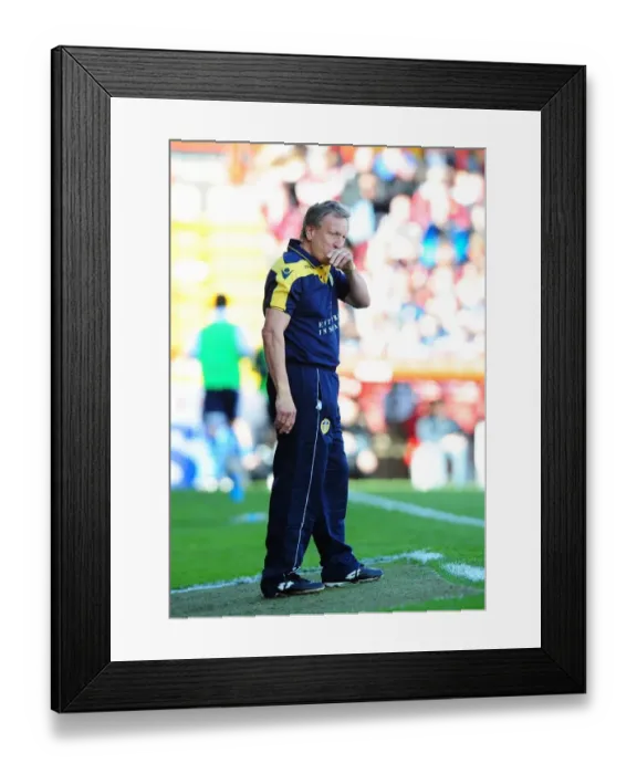 Framed Print : Neil Warnock Leads Leeds United at Ashton Gate Stadium, Bristol City vs Leeds United, Football Championship Match, September 2012