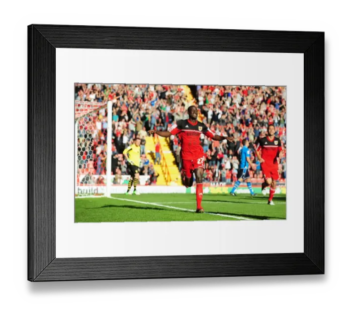 Framed Print : Albert Adomah's Thrilling Championship Goal Celebration: A Moment of Euphoria at Ashton Gate Stadium (September 2012)