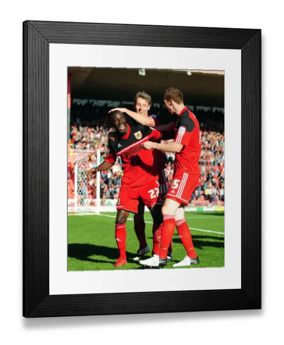 Framed Print : Thrilling Championship Showdown: Albert Adomah's Euphoric Goal Celebration at Ashton Gate - September 2012