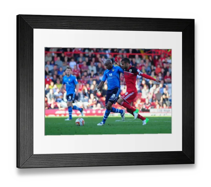 Framed Print : Bristol City's Liam Fontaine Chases Down El-Hadji Diouf Framed Print : Bristol City's Liam Fontaine Chases Down El-Hadji Diouf