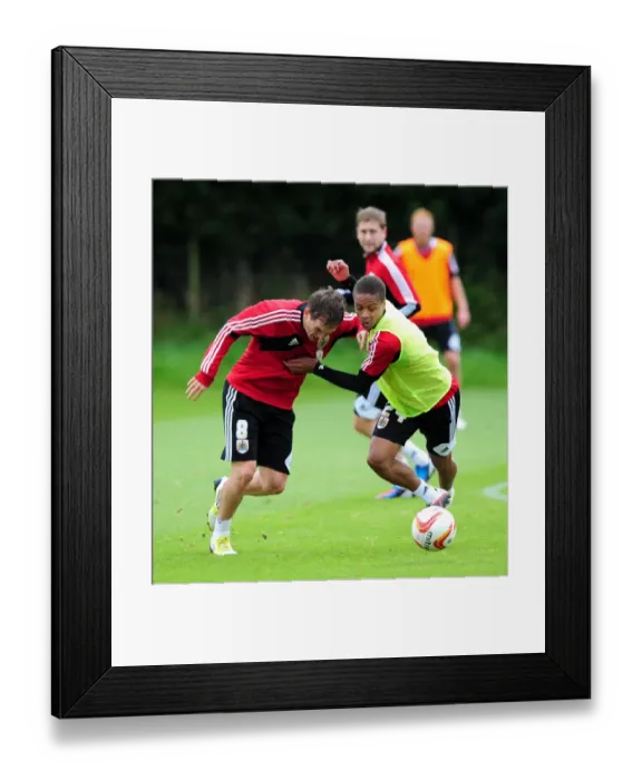 Framed Print : Bristol City Football Club: Bobby Reid vs. Neil Kilkenny - Intense Training Showdown Framed Print : Bristol City Football Club: Bobby Reid vs. Neil Kilkenny - Intense Training Showdown