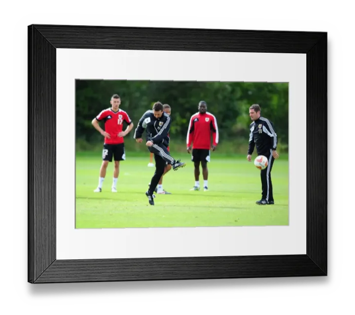 Framed Print : Bristol City Manager Derek McInnes Scores at Training Session, September 2012