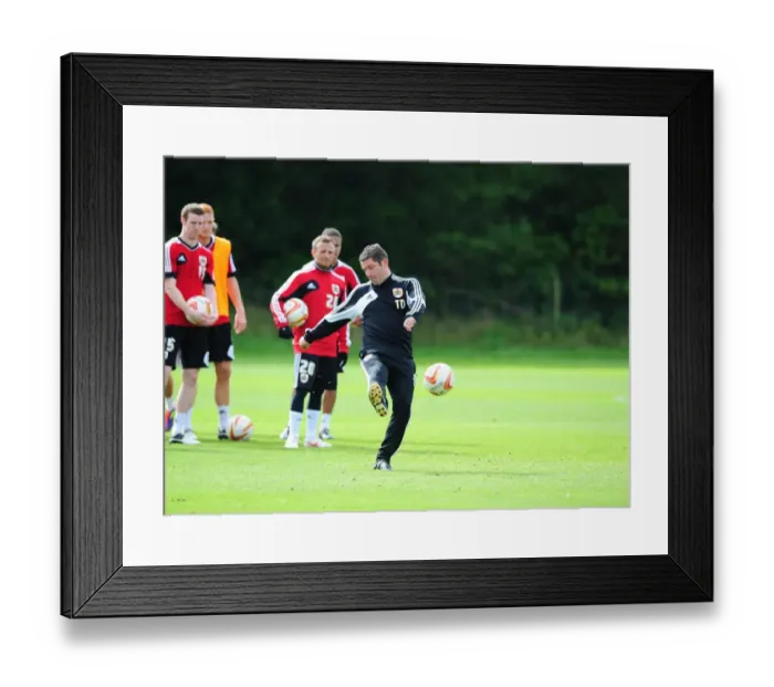 Framed Print : Bristol City Football Club: Assistant Manager Tony Docherty Leads Training Session Framed Print : Bristol City Football Club: Assistant Manager Tony Docherty Leads Training Session