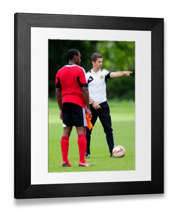 Framed Print : Bristol City Under-21s Coach Alex Russell Leading Training Session at Failand Ground (September 2012)