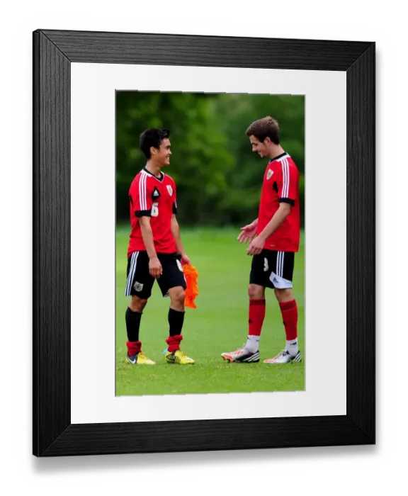 Framed Print : Bristol City Academy Training: Miles John and Lewis Hall Focused on the Pitch