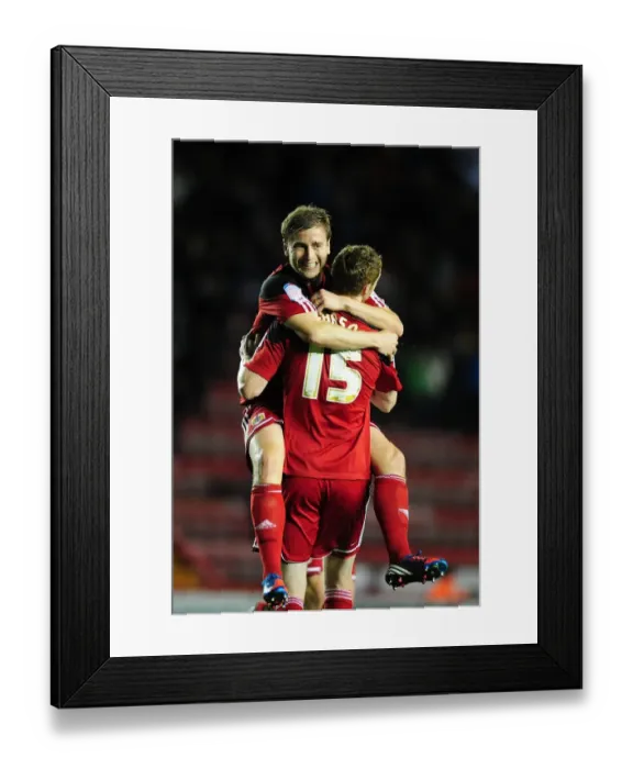 Framed Print : Bristol City: Davies and Pearson Celebrate Goal Against Millwall, Championship 2012 Framed Print : Bristol City: Davies and Pearson Celebrate Goal Against Millwall, Championship 2012