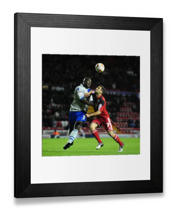 Framed Print : Intense Rivalry: Sam Baldock vs. Danny Shittu's Battle for Possession Framed Print : Intense Rivalry: Sam Baldock vs. Danny Shittu's Battle for Possession