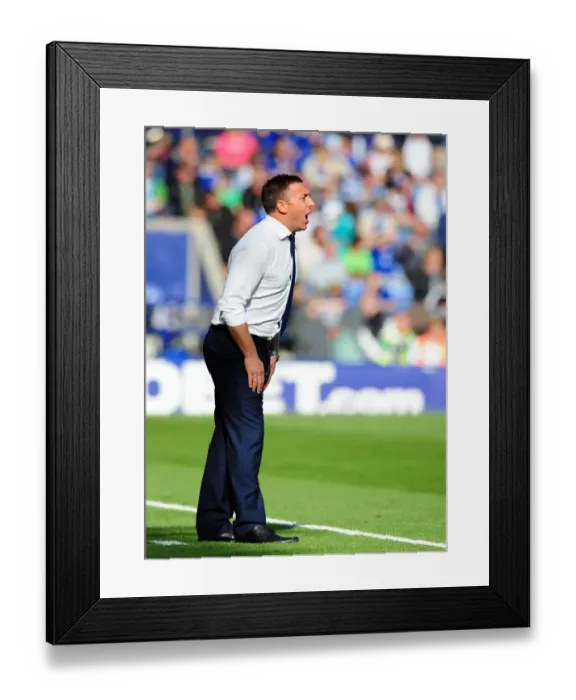 Framed Print : Derek McInnes Leads Bristol City at King Power Stadium against Leicester City, Championship Football Match, October 2012 Framed Print : Derek McInnes Leads Bristol City at King Power Stadium against Leicester City, Championship Football Match, October 2012