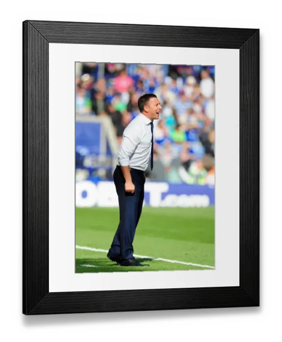 Framed Print : Derek McInnes Leads Bristol City Against Leicester City in Championship Clash at King Power Stadium, October 2012