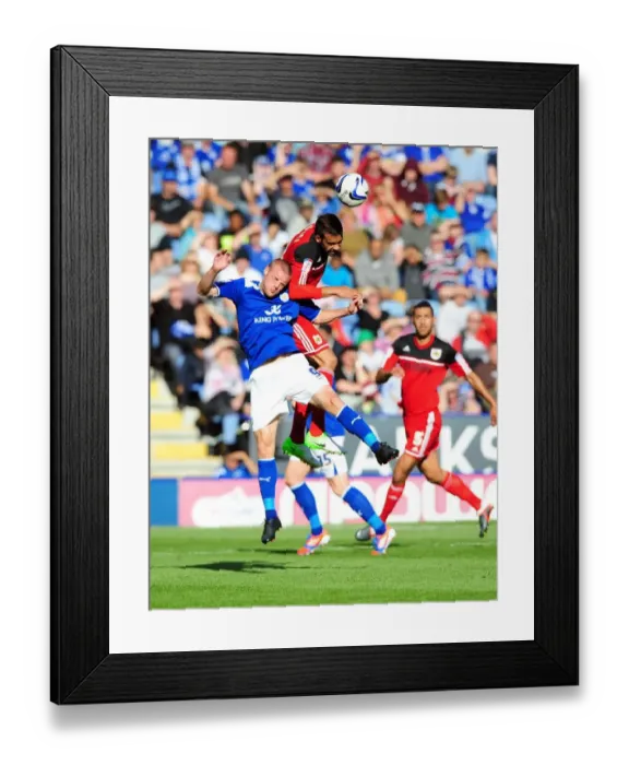 Framed Print : Battling for Supremacy: Liam Fontaine vs. Jamie Vardy in Leicester City vs. Bristol City Championship Clash Framed Print : Battling for Supremacy: Liam Fontaine vs. Jamie Vardy in Leicester City vs. Bristol City Championship Clash