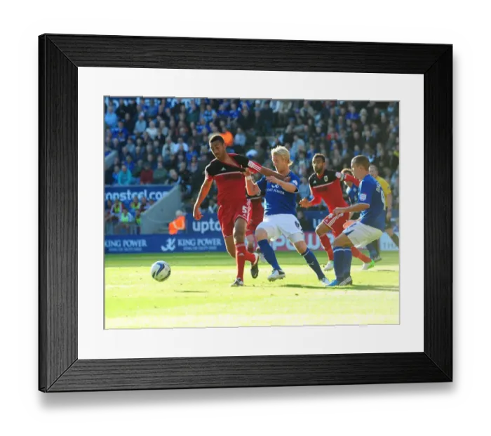 Framed Print : Battling for Supremacy: Nyatanga vs Whitbread in the Championship Clash between Leicester City and Bristol City