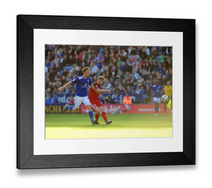 Framed Print : Steven Davies Long-Range Shot at King Power Stadium - Leicester City vs. Bristol City, Football Championship Match Framed Print : Steven Davies Long-Range Shot at King Power Stadium - Leicester City vs. Bristol City, Football Championship Match