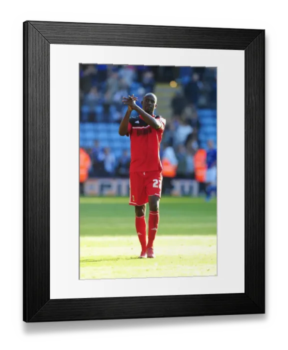 Framed Print : Albert Adomah Appreciates Fans: Leicester City vs. Bristol City Championship Clash, October 2012 Framed Print : Albert Adomah Appreciates Fans: Leicester City vs. Bristol City Championship Clash, October 2012