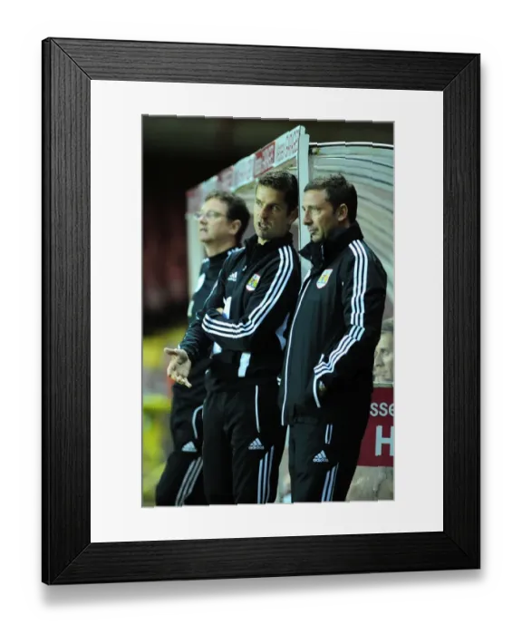 Framed Print : Bristol City FC: Manager Derek McInnes and U21 Boss Alex Russell Discuss Team Strategies during Training Session (Bristol City U21s vs Brentford U21s, 04 / 09 / 2012) Framed Print : Bristol City FC: Manager Derek McInnes and U21 Boss Alex Russell Discuss Team Strategies during Training Session (Bristol City U21s vs Brentford U21s, 04 / 09 / 2012)