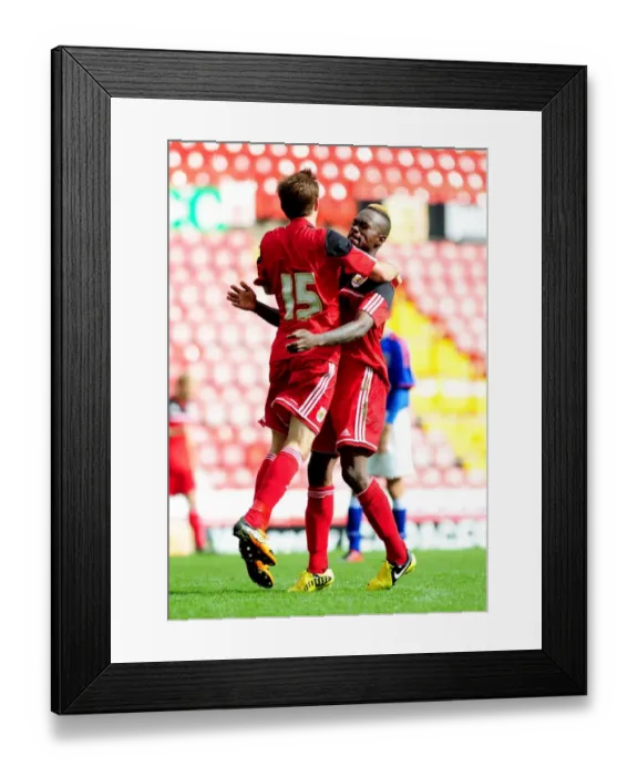 Framed Print : Bristol City U21s vs Ipswich Town U21s: Lewis Hall's Goal Celebration at Ashton Gate, 2012