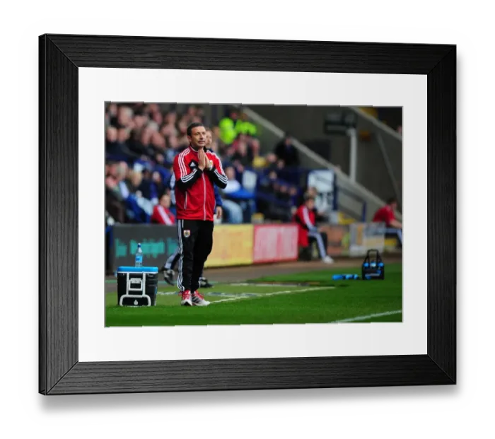 Framed Print : Derek McInnes Leads Bristol City at Reebok Stadium (2012)