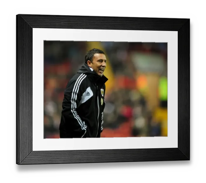 Framed Print : Derek McInnes Leads Bristol City in Championship Clash against Burnley, October 2012