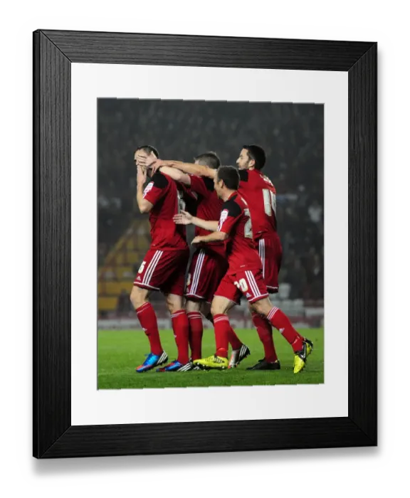 Framed Print : Steven Davies's Stunning Goal: A Moment to Remember in Bristol City's Championship Battle vs. Burnley (October 2012)