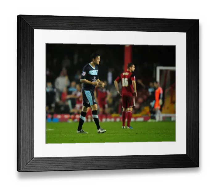 Framed Print : Brian Stock Celebrates Penalty for Burnley at Ashton Gate, Bristol City vs Burnley, Championship Football Match, October 2012 Framed Print : Brian Stock Celebrates Penalty for Burnley at Ashton Gate, Bristol City vs Burnley, Championship Football Match, October 2012