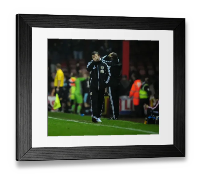 Framed Print : Devastated Derek McInnes: Last-Minute Heartbreak for Bristol City Against Burnley Framed Print : Devastated Derek McInnes: Last-Minute Heartbreak for Bristol City Against Burnley