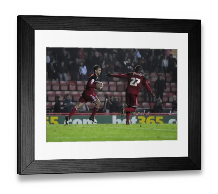 Framed Print : Bristol City's Sam Baldock Celebrates Goal Against Burnley, Championship Football Match, Ashton Gate Stadium - October 2012 Framed Print : Bristol City's Sam Baldock Celebrates Goal Against Burnley, Championship Football Match, Ashton Gate Stadium - October 2012
