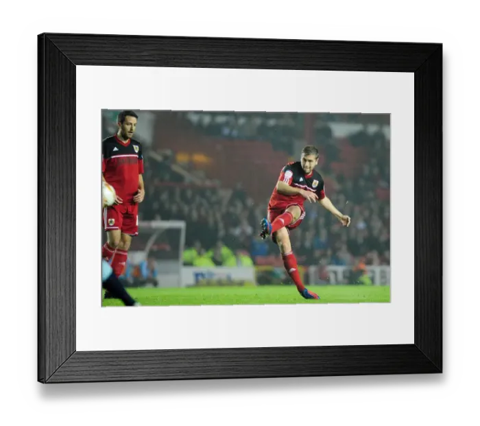 Framed Print : Steven Davies Scores Free Kick: Thrilling Moment from Bristol City vs Burnley Championship Match, Ashton Gate Stadium Framed Print : Steven Davies Scores Free Kick: Thrilling Moment from Bristol City vs Burnley Championship Match, Ashton Gate Stadium