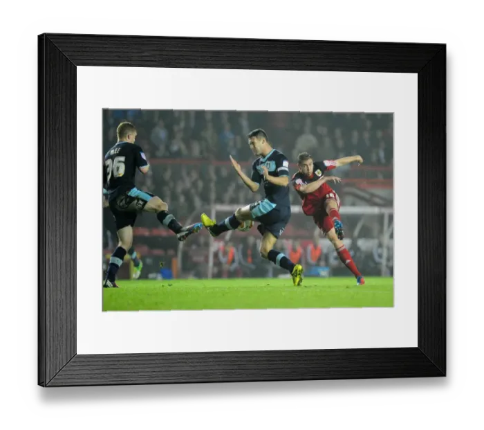 Framed Print : Bristol City vs Burnley: Steven Davies Shot Blocked by Jason Shackell