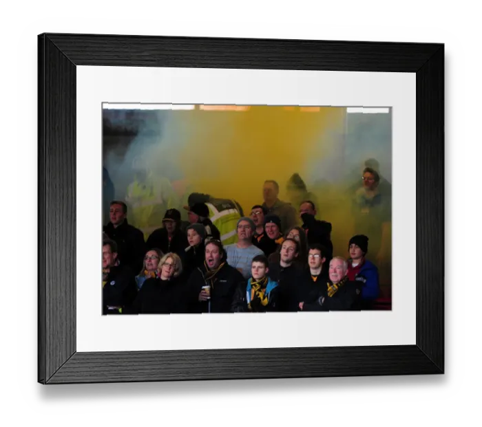 Framed Print : Hull City Fans Ignite Tension: Flare Set Off at Bristol City vs Hull City Championship Match, October 2012 Framed Print : Hull City Fans Ignite Tension: Flare Set Off at Bristol City vs Hull City Championship Match, October 2012