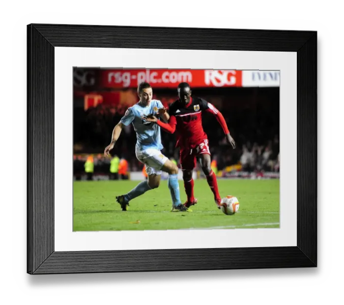 Framed Print : Bristol City vs Hull City: Albert Adomah vs James Chester Battle in Championship Match, October 2012