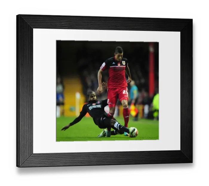 Framed Print : Championship Clash: Briggs Fouls by Pritchard at Ashton Gate