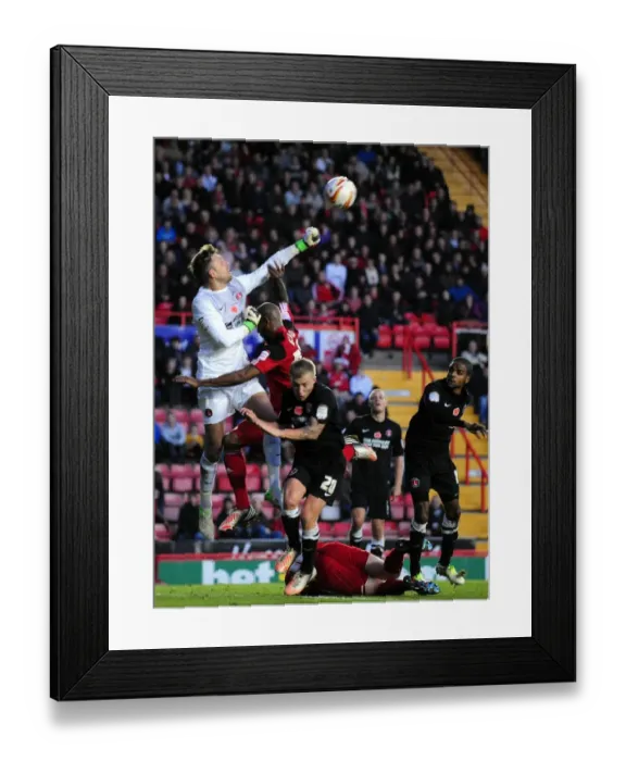 Framed Print : Bristol City Goalkeeper Ben Hamer Clears the Ball Against Charlton Athletic
