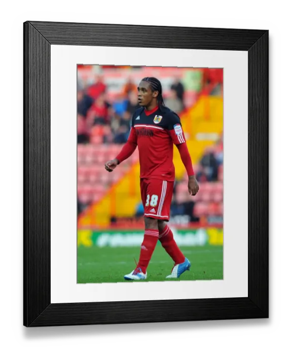 Framed Print : Neil Danns in Action: Championship Clash between Bristol City and Blackpool, November 2012