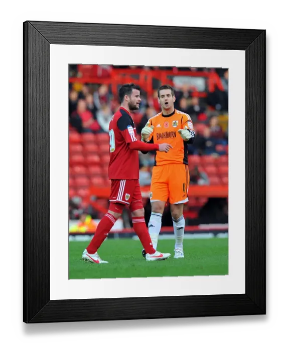 Framed Print : Bristol City: Heaton and Bates in Deep Conversation during Blackpool Match Framed Print : Bristol City: Heaton and Bates in Deep Conversation during Blackpool Match