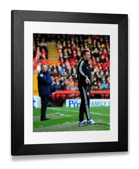 Framed Print : Championship Showdown: McInnes vs Appleton - Derek and Michael Face Off at Ashton Gate, 17th November 2012
