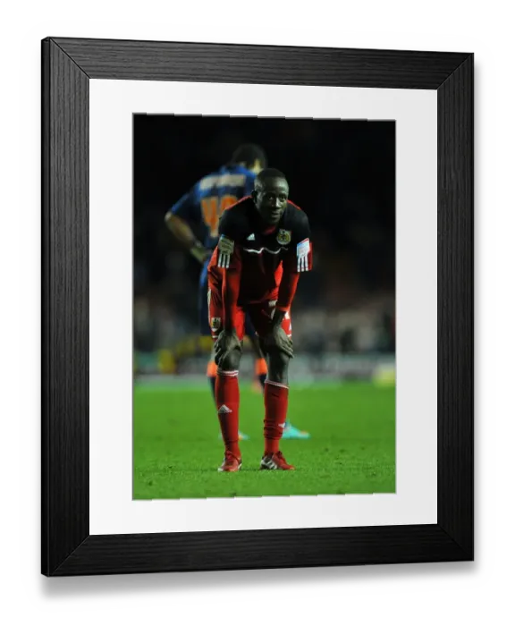 Framed Print : Adomah's Disappointment: Bristol City's Championship Loss to Blackpool (17 / 11 / 2012) Framed Print : Adomah's Disappointment: Bristol City's Championship Loss to Blackpool (17 / 11 / 2012)
