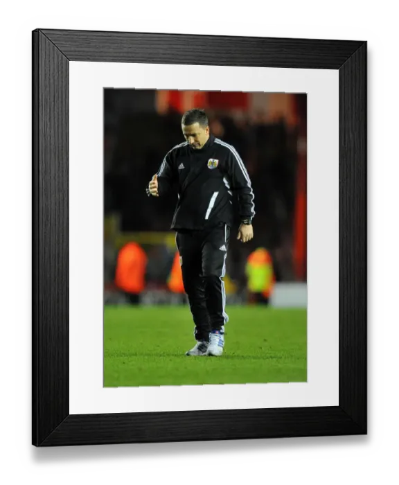Framed Print : Derek McInnes Frustration Boils Over on Final Whistle: Bristol City vs Blackpool, 17-11-2012