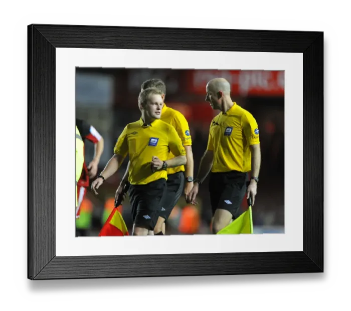 Framed Print : Bristol City vs Blackpool: Championship Clash at Ashton Gate Stadium - Referee Gavin Ward Framed Print : Bristol City vs Blackpool: Championship Clash at Ashton Gate Stadium - Referee Gavin Ward