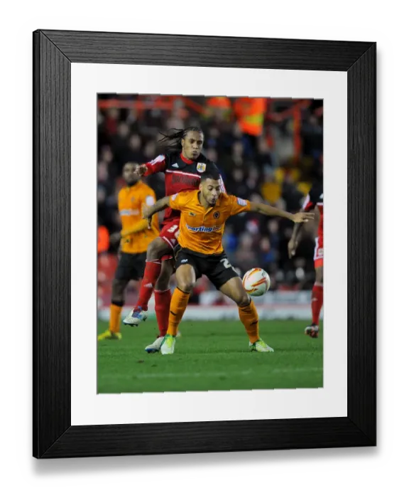 Framed Print : Bristol City vs. Wolves: Neil Danns vs. David Davis Battle for Possession Framed Print : Bristol City vs. Wolves: Neil Danns vs. David Davis Battle for Possession
