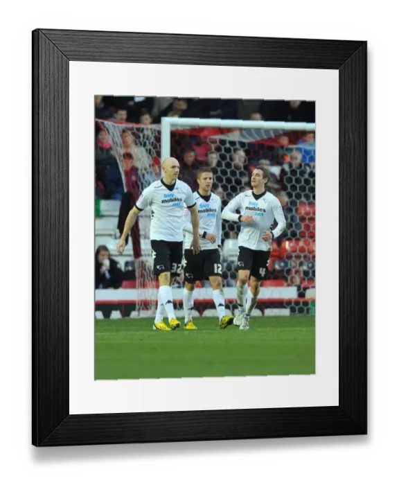 Framed Print : Derby County Claims Championship Victory: Craig Bryson and Teammates Celebrate Goal Against Bristol City (15 / 12 / 2012)