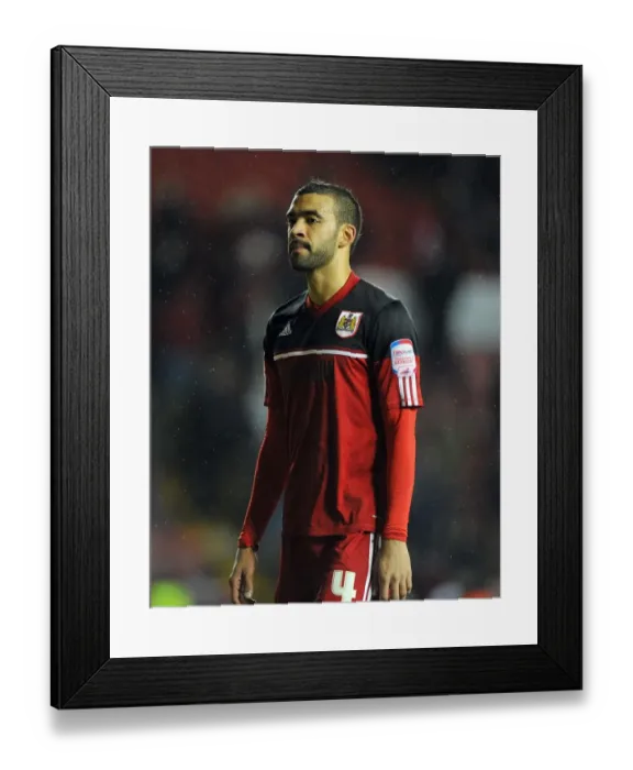 Framed Print : Frustrated Captain: Liam Fontaine Leaves the Pitch - Bristol City vs Derby County, Championship Football Match, Ashton Gate Stadium