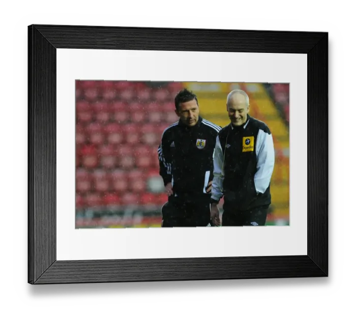 Framed Print : Derek McInnes in Deep Conversation with Referee during Bristol City vs. Watford Championship Match at Ashton Gate, 2012 Framed Print : Derek McInnes in Deep Conversation with Referee during Bristol City vs. Watford Championship Match at Ashton Gate, 2012