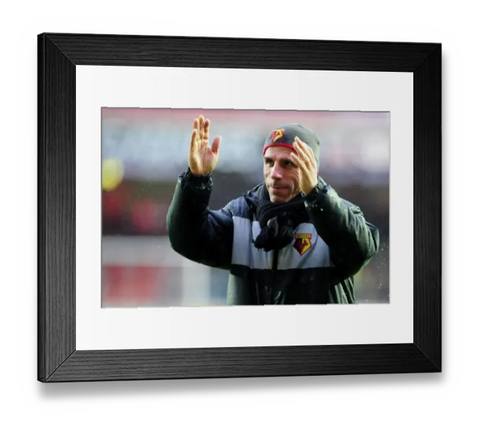 Framed Print : Gianfranco Zola Thanks Watford Fans: Championship Match vs. Bristol City (Postponed) Framed Print : Gianfranco Zola Thanks Watford Fans: Championship Match vs. Bristol City (Postponed)