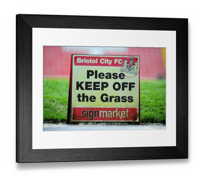 Framed Print : Championship Match Postponed: Bristol City vs Watford - Ashton Gate: Sign on Pitch