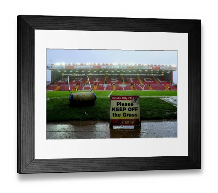 Framed Print : Championship Match Postponed: Sign on Pitch - Bristol City vs. Watford (Ashton Gate) Framed Print : Championship Match Postponed: Sign on Pitch - Bristol City vs. Watford (Ashton Gate)